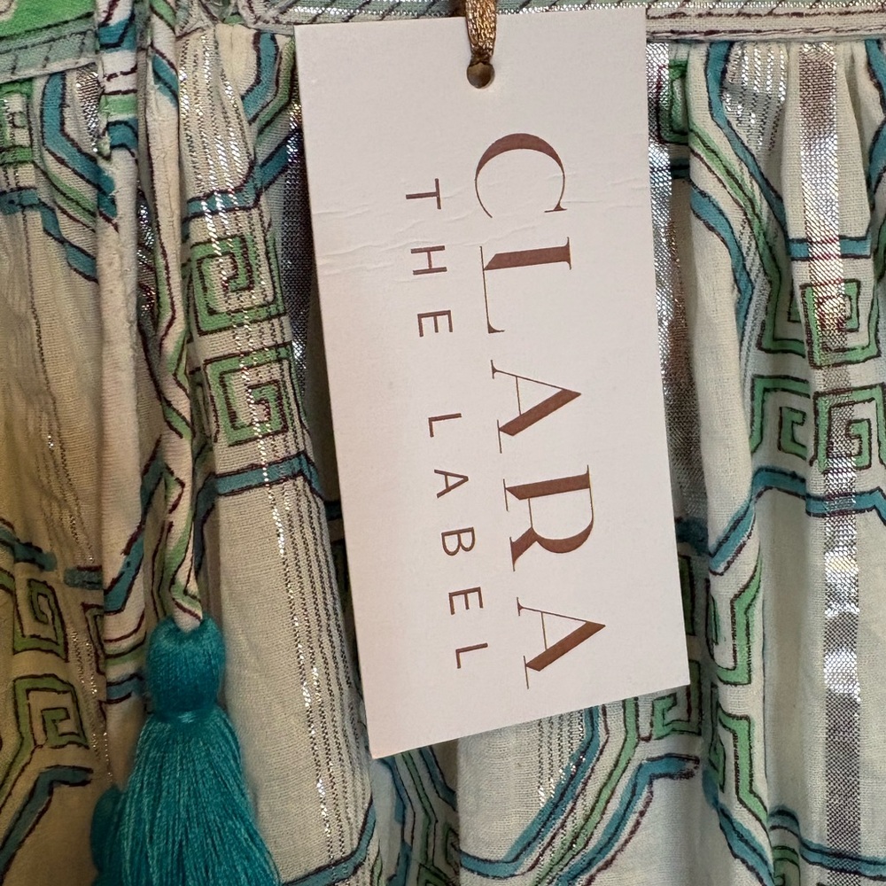 Elegant Blue and Green Geometric Blouse - Picture 5 of 8
